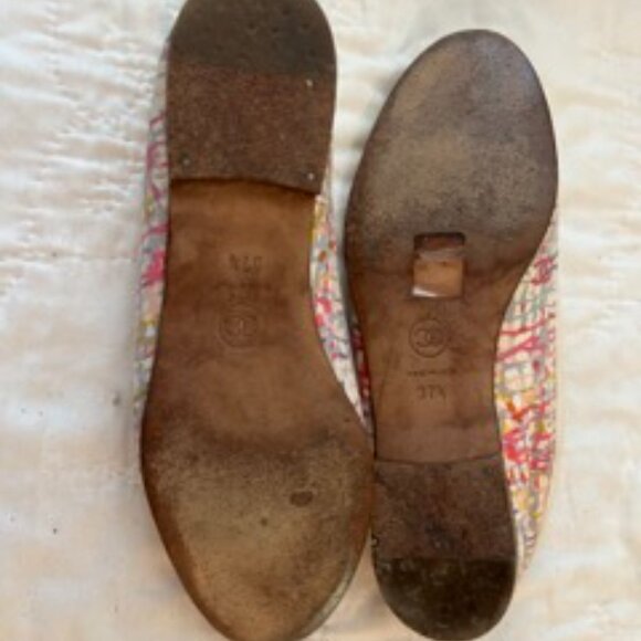 Chanel Multicolor Tweed Ballet Flats Size 37.5 - Picture 2 of 3